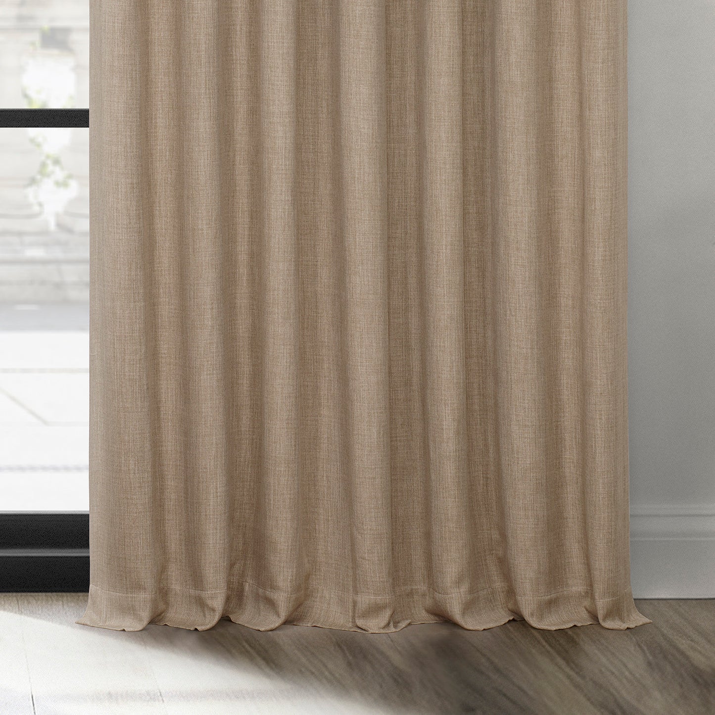 Nomad Tan Extra Wide Textured Faux Linen Room Darkening Curtain