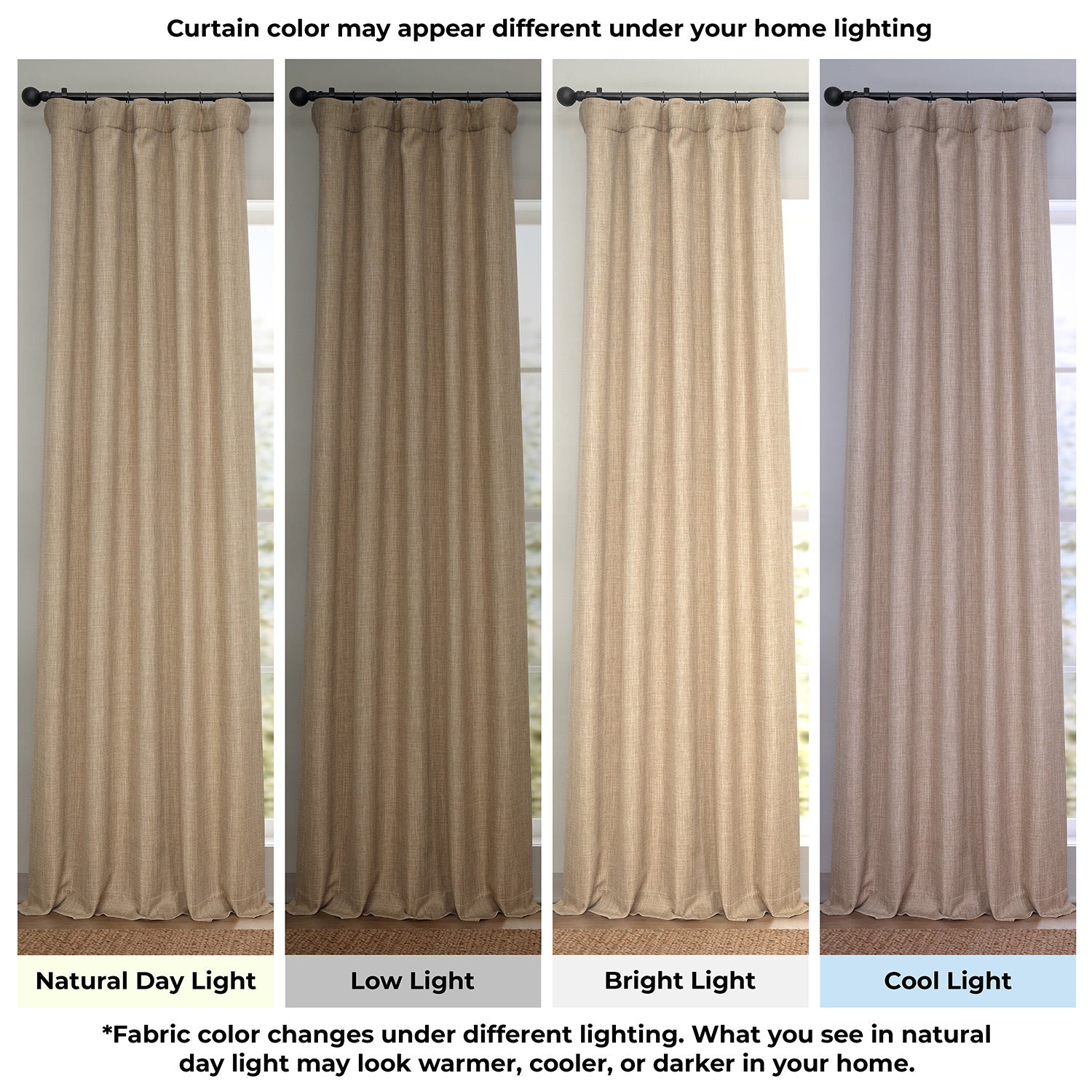 Nomad Tan Extra Wide Textured Faux Linen Room Darkening Curtain