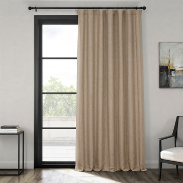 Nomad Tan Extra Wide Textured Faux Linen Room Darkening Curtain