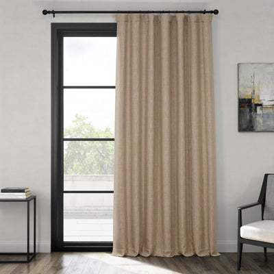 Nomad Tan Extra Wide Textured Faux Linen Room Darkening Curtain