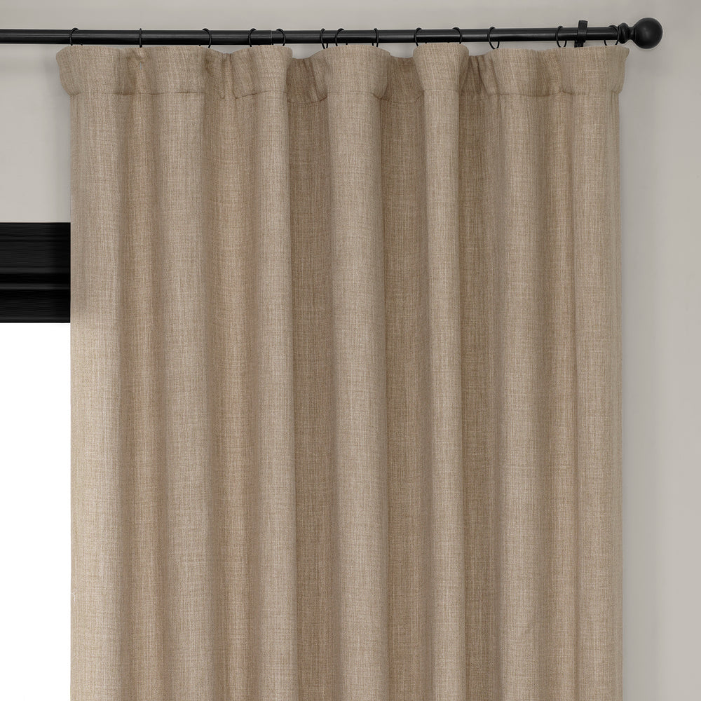 Nomad Tan Extra Wide Textured Faux Linen Room Darkening Curtain