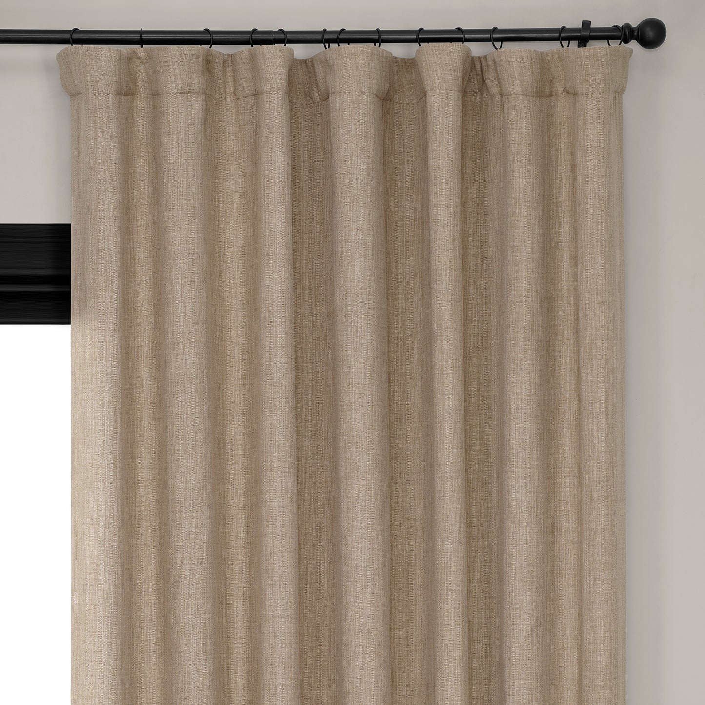 Nomad Tan Extra Wide Textured Faux Linen Room Darkening Curtain