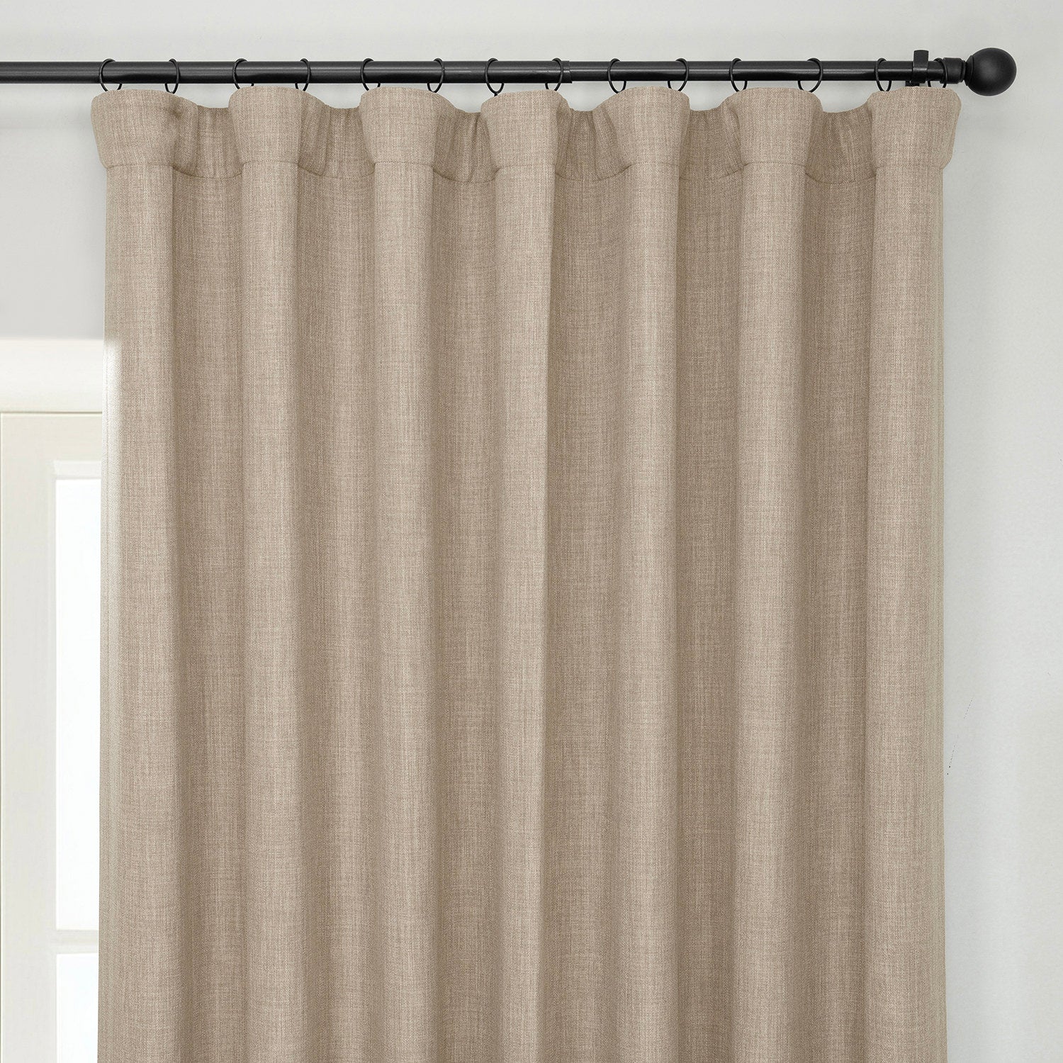 Nomad Tan Extra Wide Textured Faux Linen Room Darkening Curtain