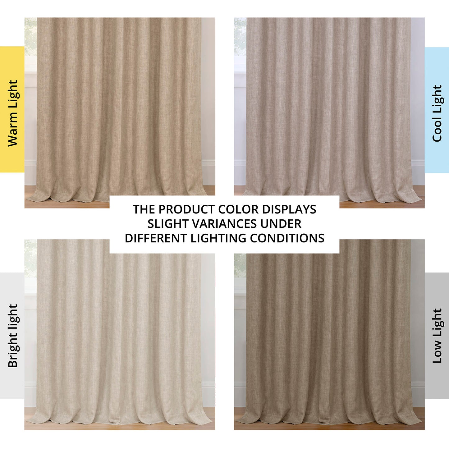 Nomad Tan Extra Wide Textured Faux Linen Room Darkening Curtain
