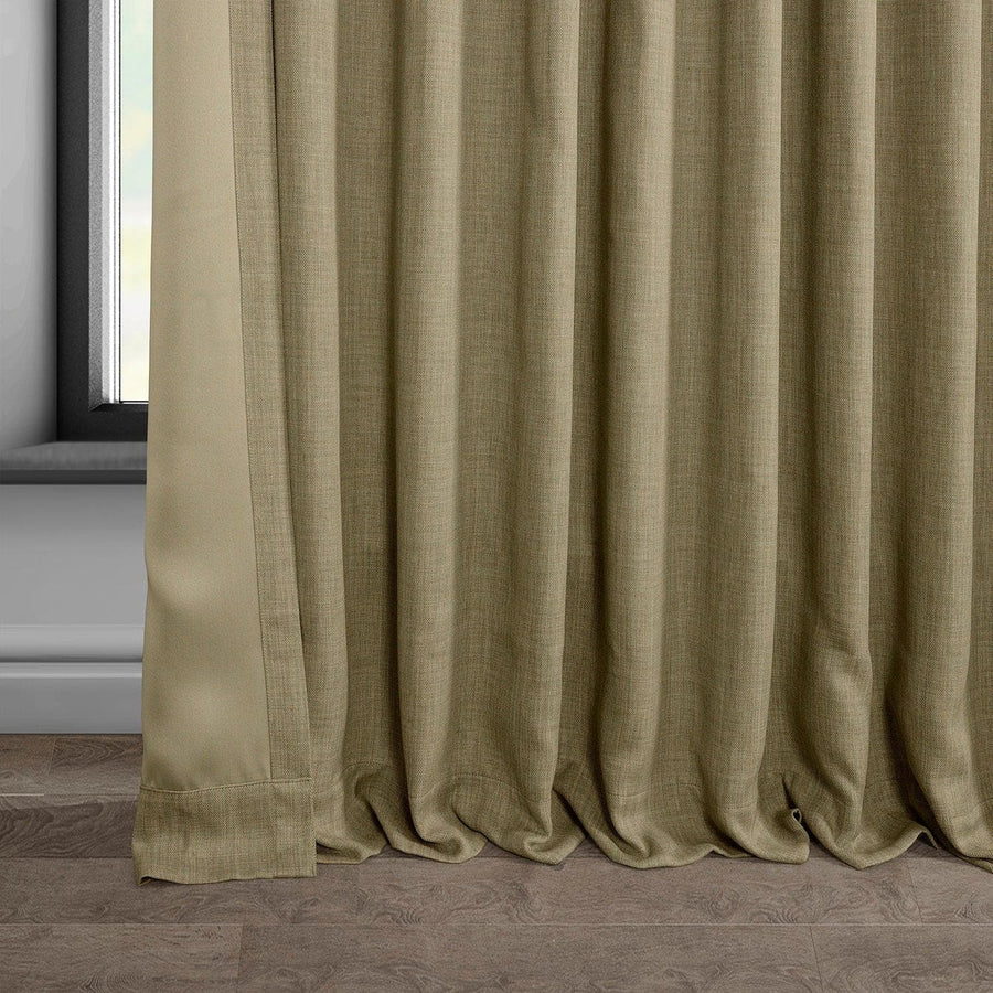 Nomad Tan Extra Wide Textured Faux Linen Room Darkening Curtain - HalfPriceDrapes.com