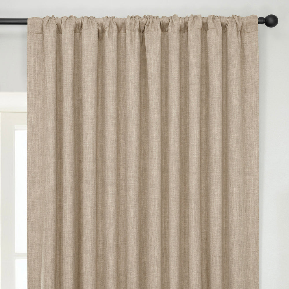 Nomad Tan Extra Wide Textured Faux Linen Room Darkening Curtain