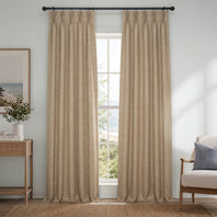 Nomad Tan Pinch Pleat Textured Faux Linen Room Darkening Curtain