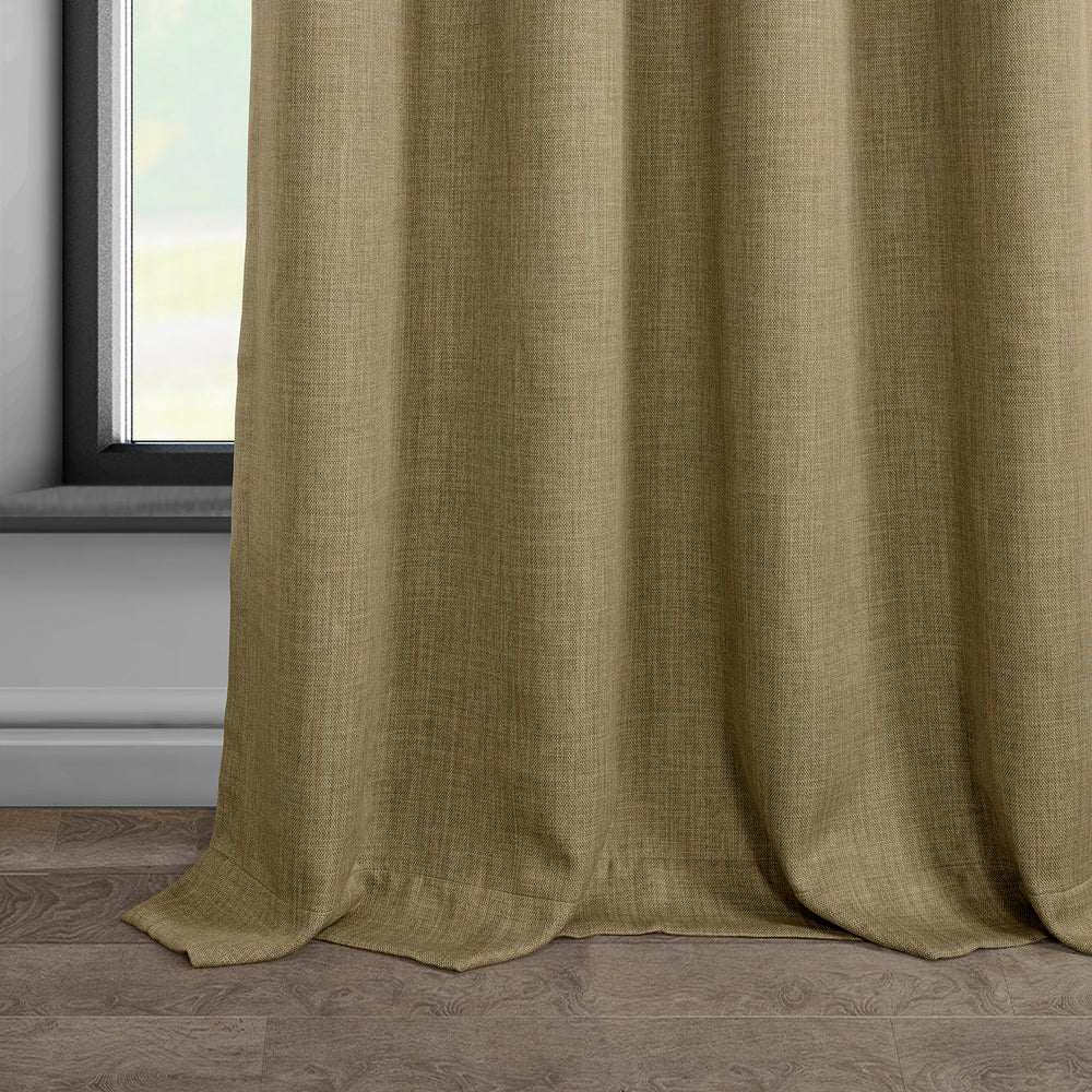 Nomad Tan Textured Faux Linen Custom Curtain