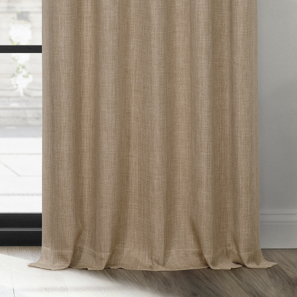 Nomad Tan Grommet Textured Faux Linen Room Darkening Curtain