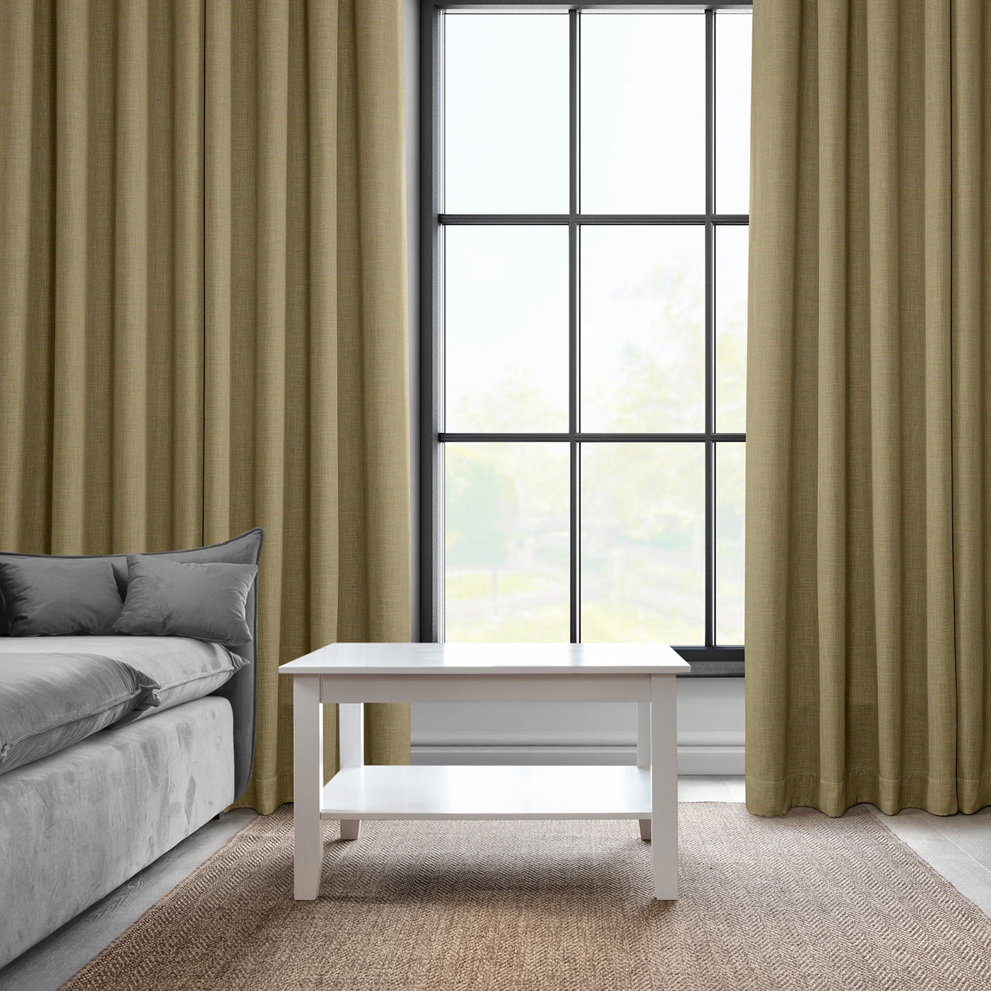 Nomad Tan Textured Faux Linen Custom Curtain