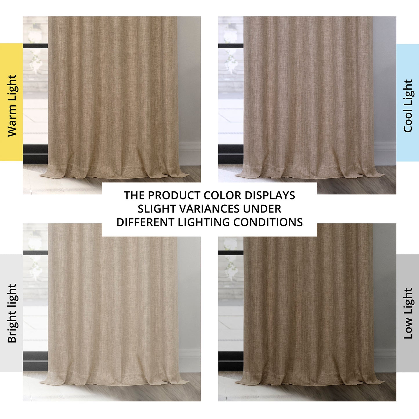 Nomad Tan Grommet Textured Faux Linen Room Darkening Curtain