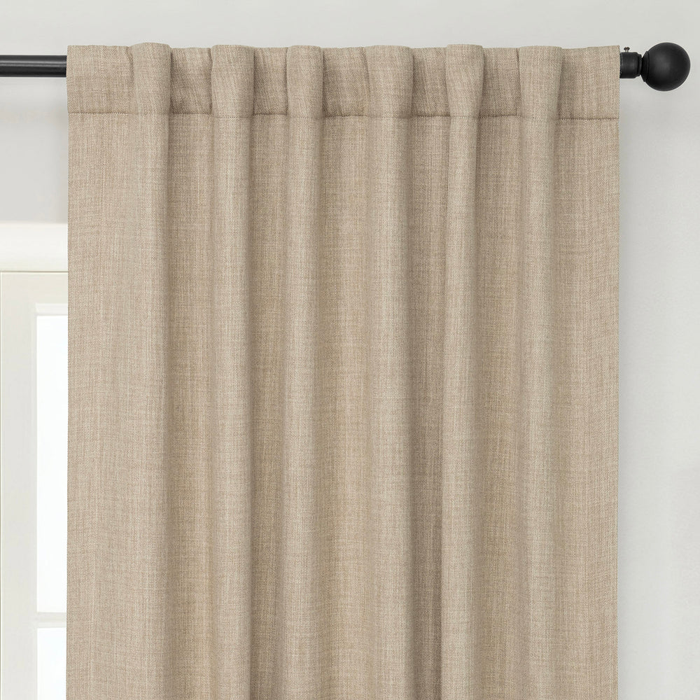 Nomad Tan Textured Faux Linen Room Darkening Curtain