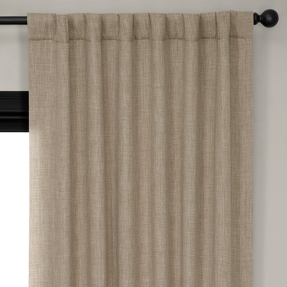 Nomad Tan Textured Faux Linen Room Darkening Curtain
