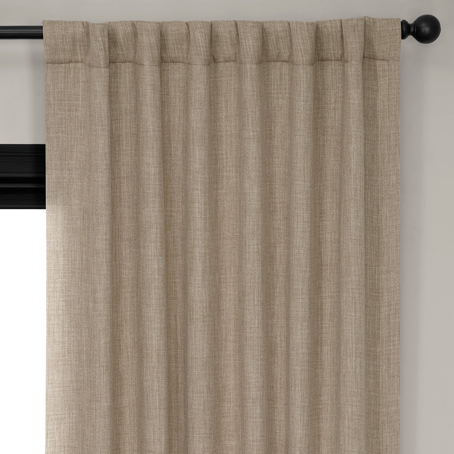Nomad Tan Textured Faux Linen Room Darkening Curtain