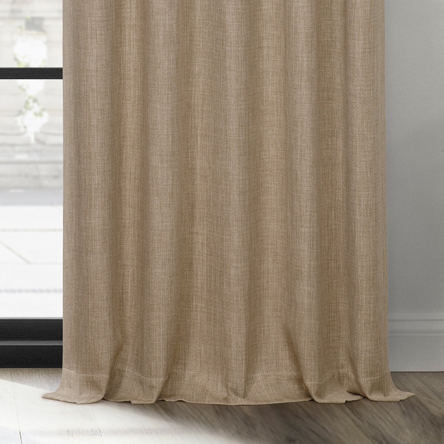 Nomad Tan Textured Faux Linen Room Darkening Curtain