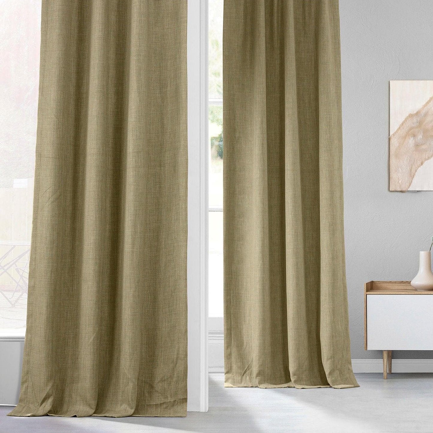 Nomad Tan Textured Faux Linen Custom Curtain - HalfPriceDrapes.com