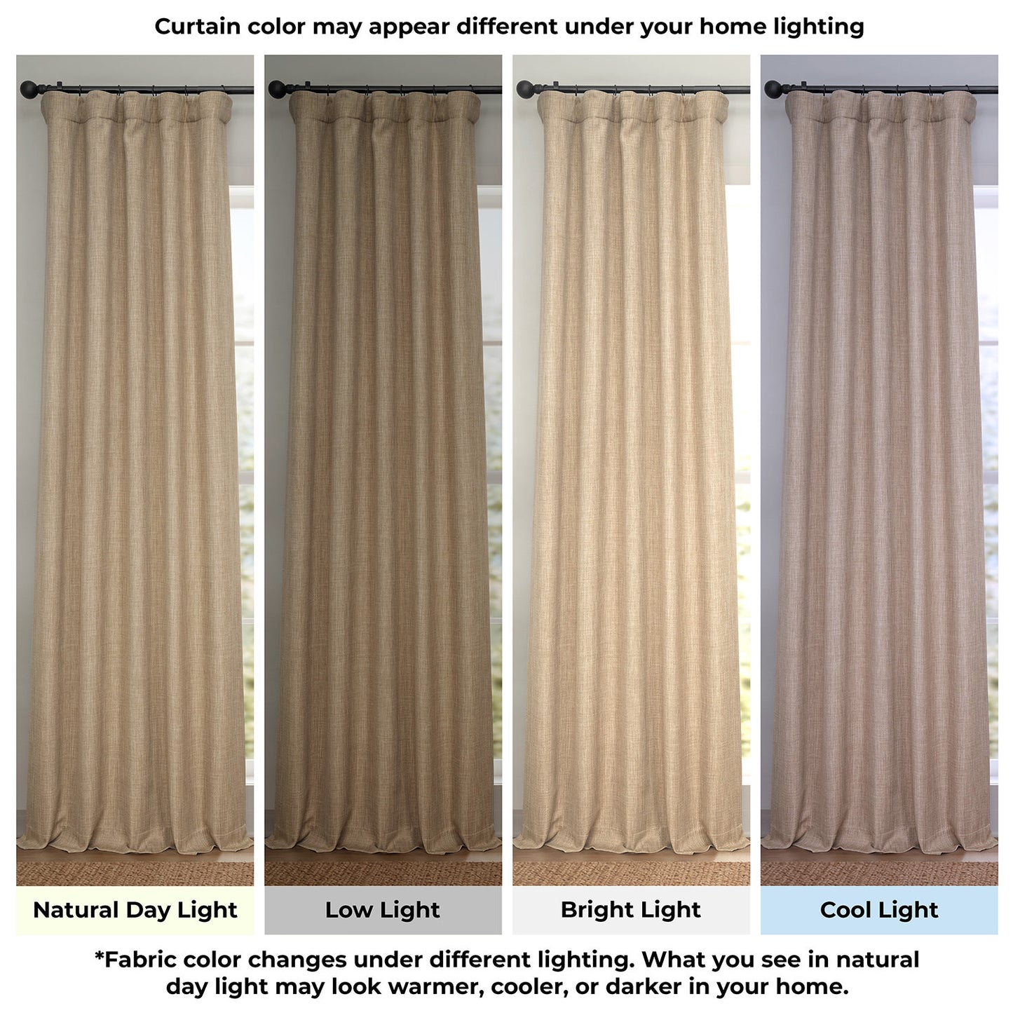 Nomad Tan Textured Faux Linen Room Darkening Curtain