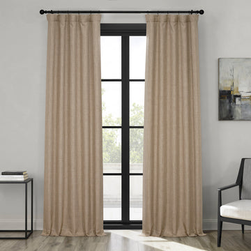 Nomad Tan Textured Faux Linen Room Darkening Curtain