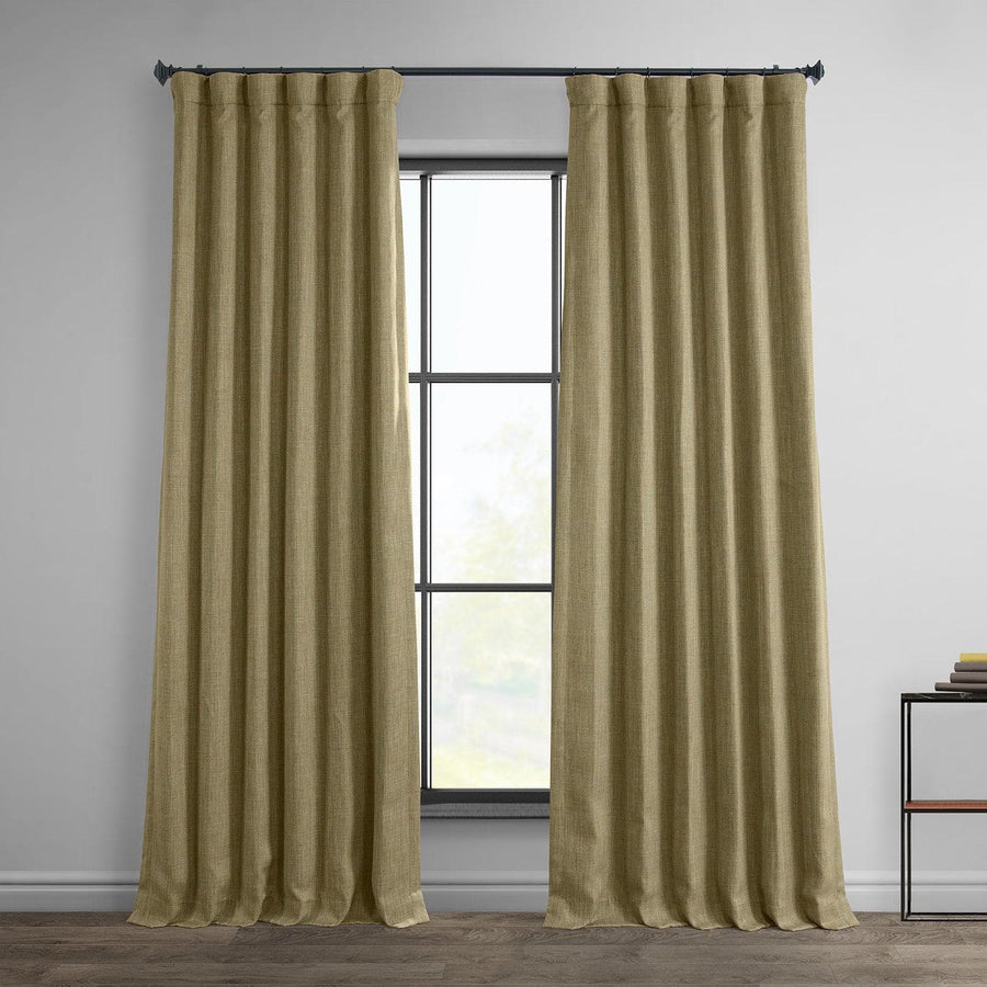 Nomad Tan Textured Faux Linen Room Darkening Curtain - HalfPriceDrapes.com