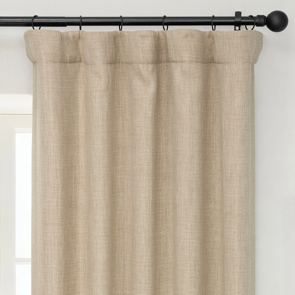 Nomad Tan Textured Faux Linen Room Darkening Curtain