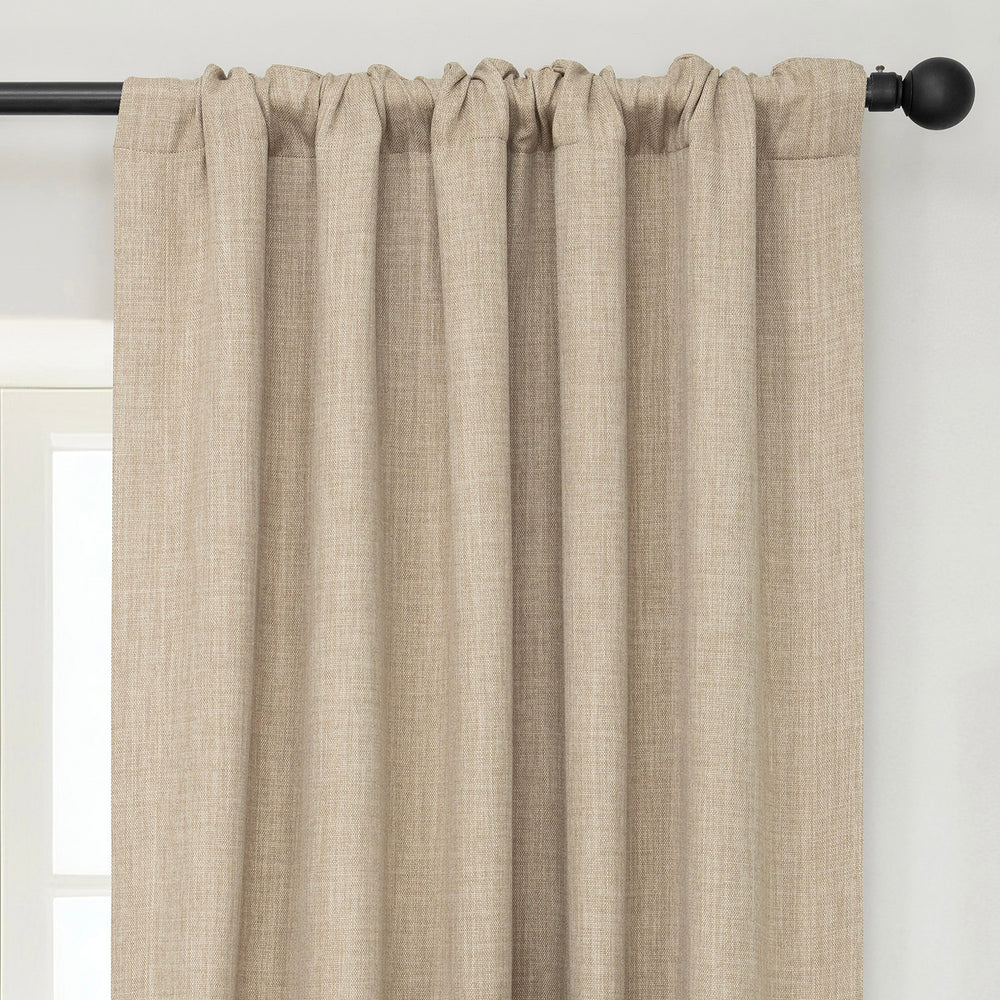 Nomad Tan Textured Faux Linen Room Darkening Curtain