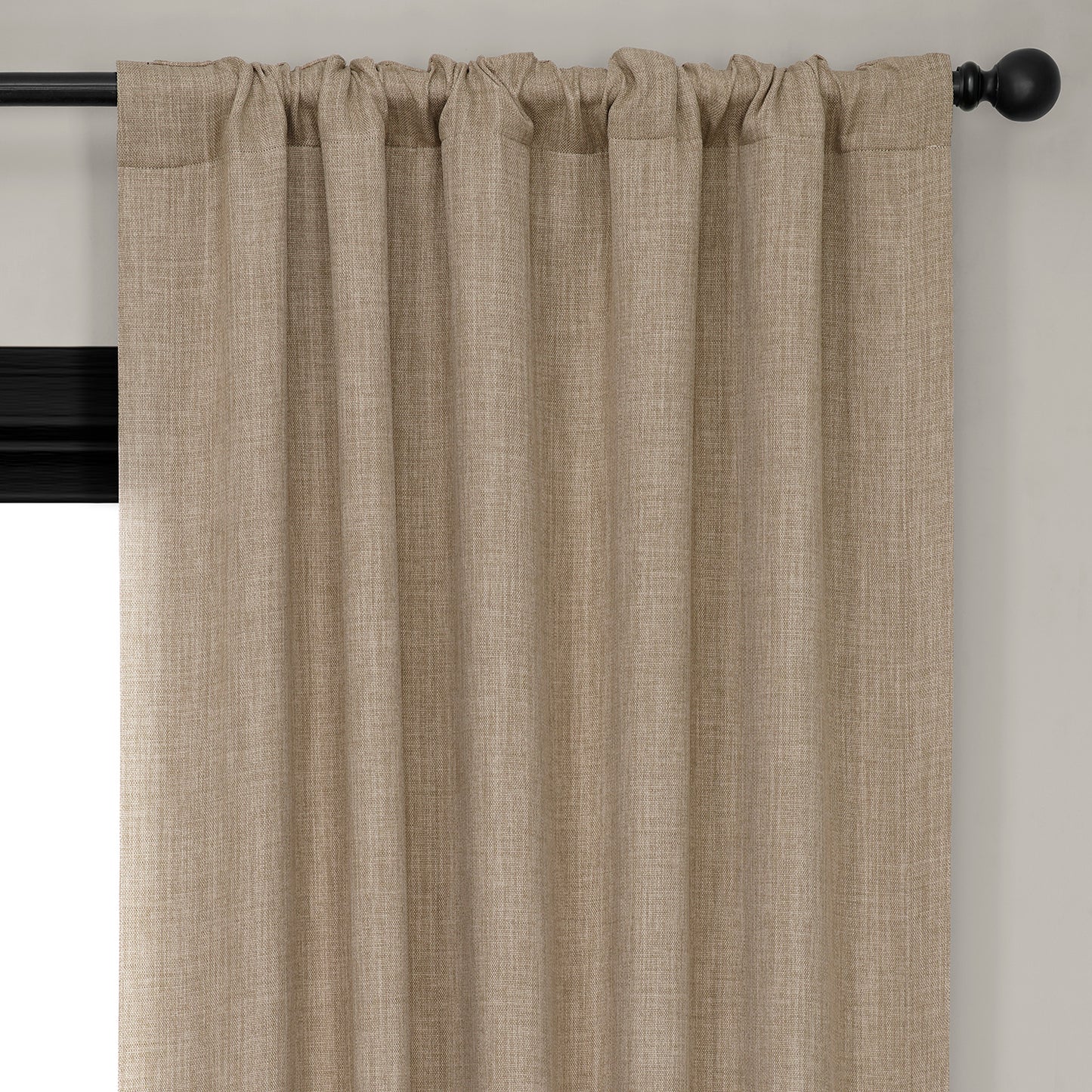 Nomad Tan Textured Faux Linen Room Darkening Curtain