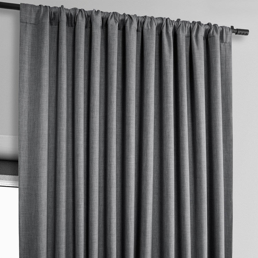 Dark Gravel Extra Wide Textured Faux Linen Room Darkening Curtain - HalfPriceDrapes.com