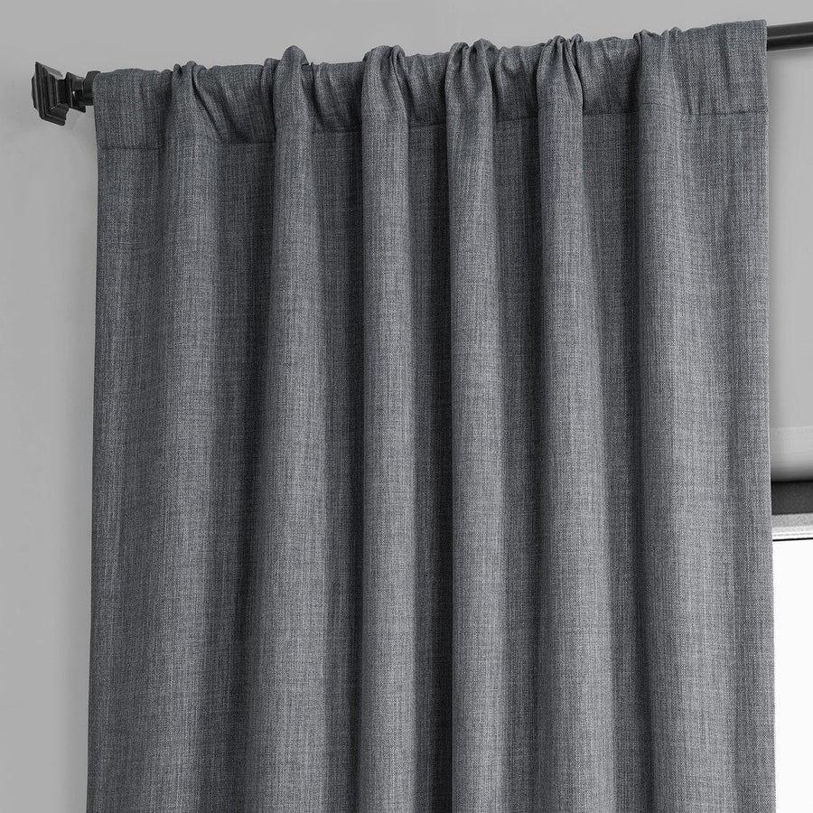 Dark Gravel Textured Faux Linen Room Darkening Curtain - HalfPriceDrapes.com