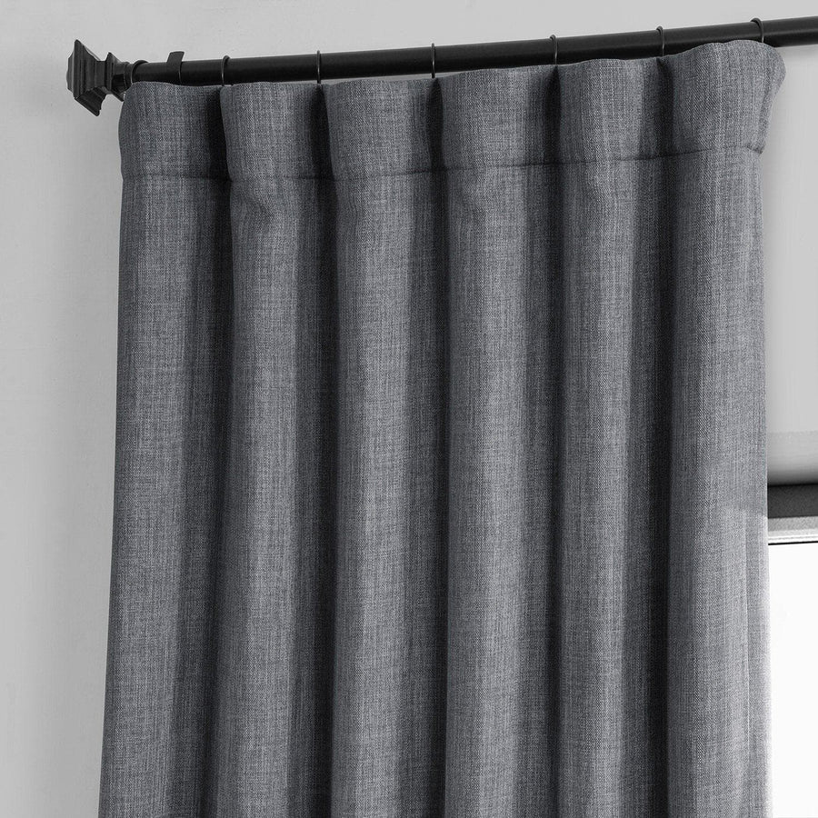 Dark Gravel Textured Faux Linen Room Darkening Curtain - HalfPriceDrapes.com