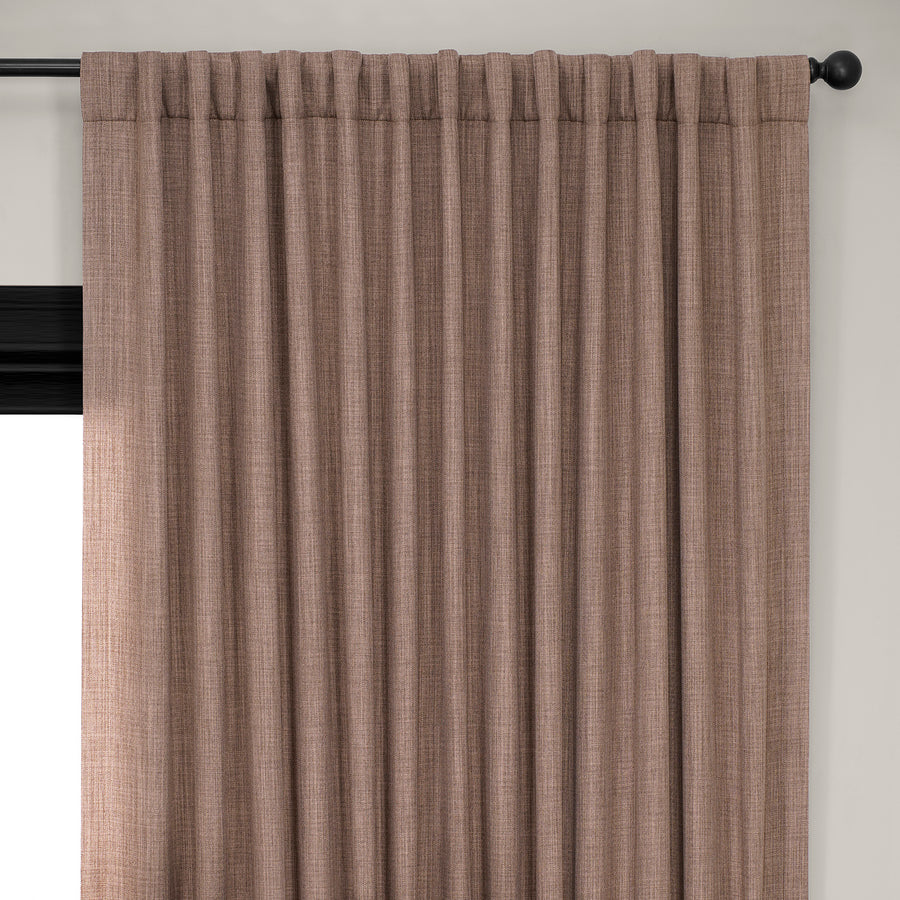Dutch Cocoa Extra Wide Textured Faux Linen Room Darkening Curtain