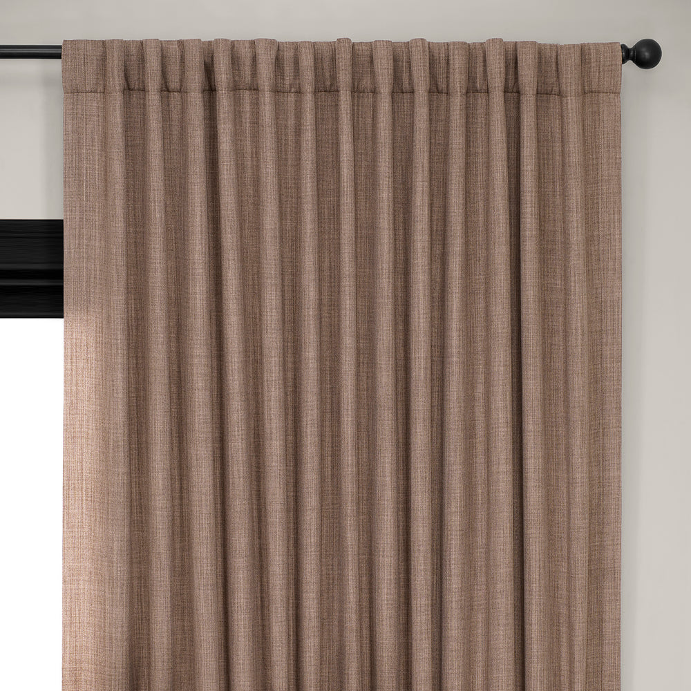 Dutch Cocoa Extra Wide Textured Faux Linen Room Darkening Curtain