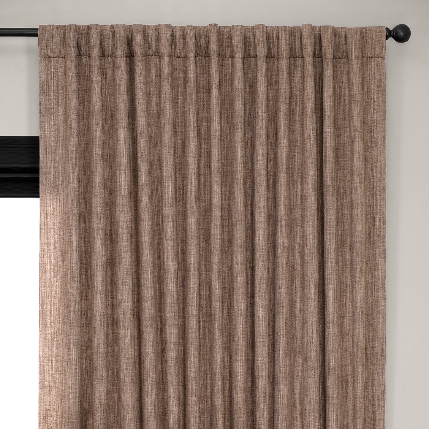 Dutch Cocoa Extra Wide Textured Faux Linen Room Darkening Curtain