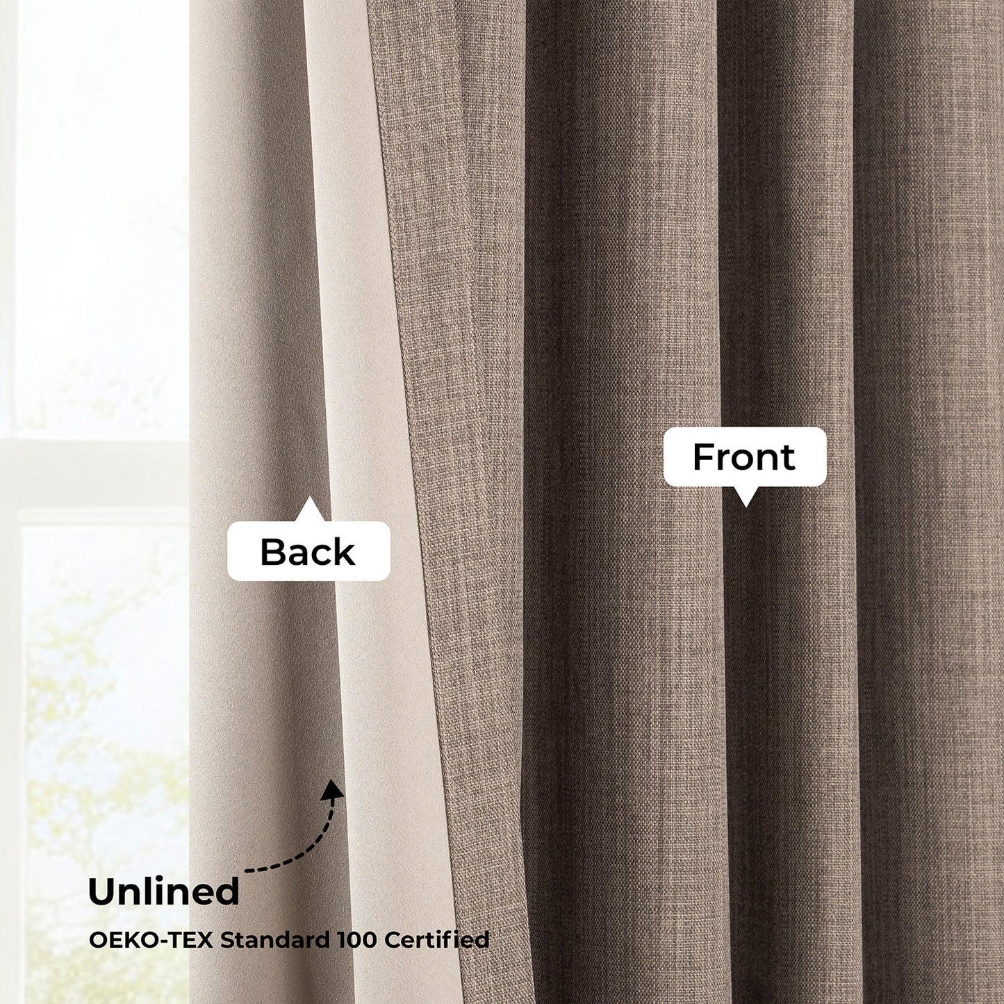 Dutch Cocoa Extra Wide Textured Faux Linen Room Darkening Curtain