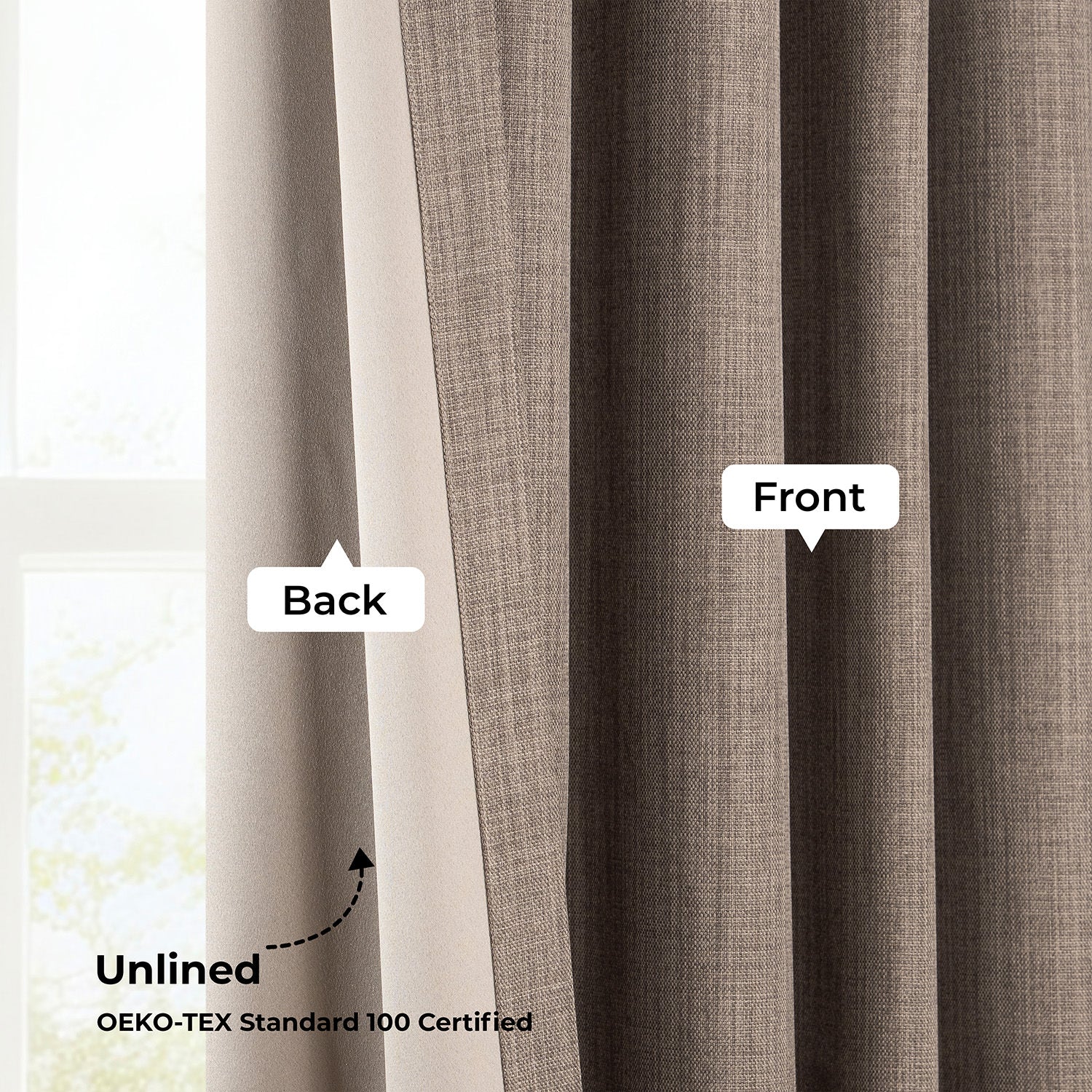Dutch Cocoa Extra Wide Textured Faux Linen Room Darkening Curtain