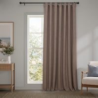 Dutch Cocoa Extra Wide Textured Faux Linen Room Darkening Curtain