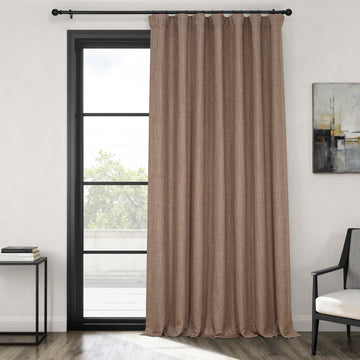 Dutch Cocoa Extra Wide Textured Faux Linen Room Darkening Curtain