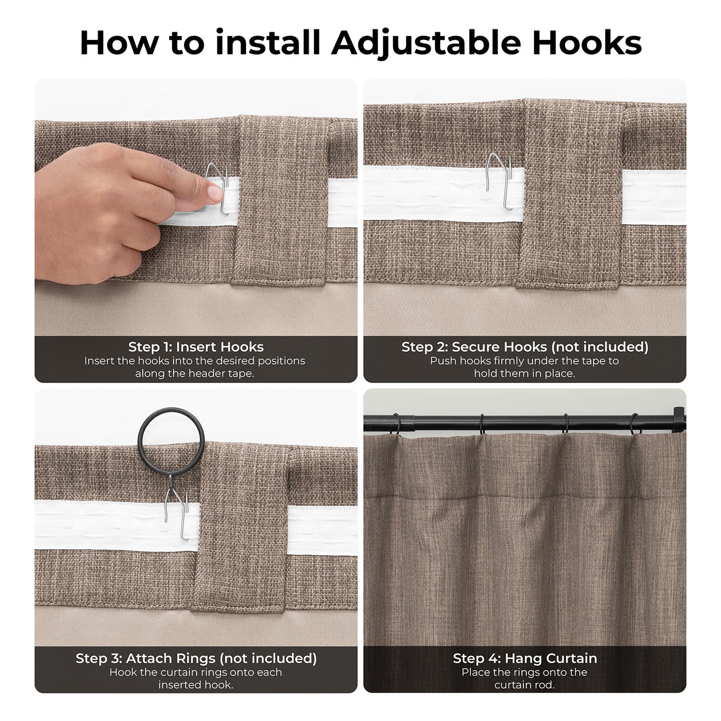 Dutch Cocoa Extra Wide Textured Faux Linen Room Darkening Curtain
