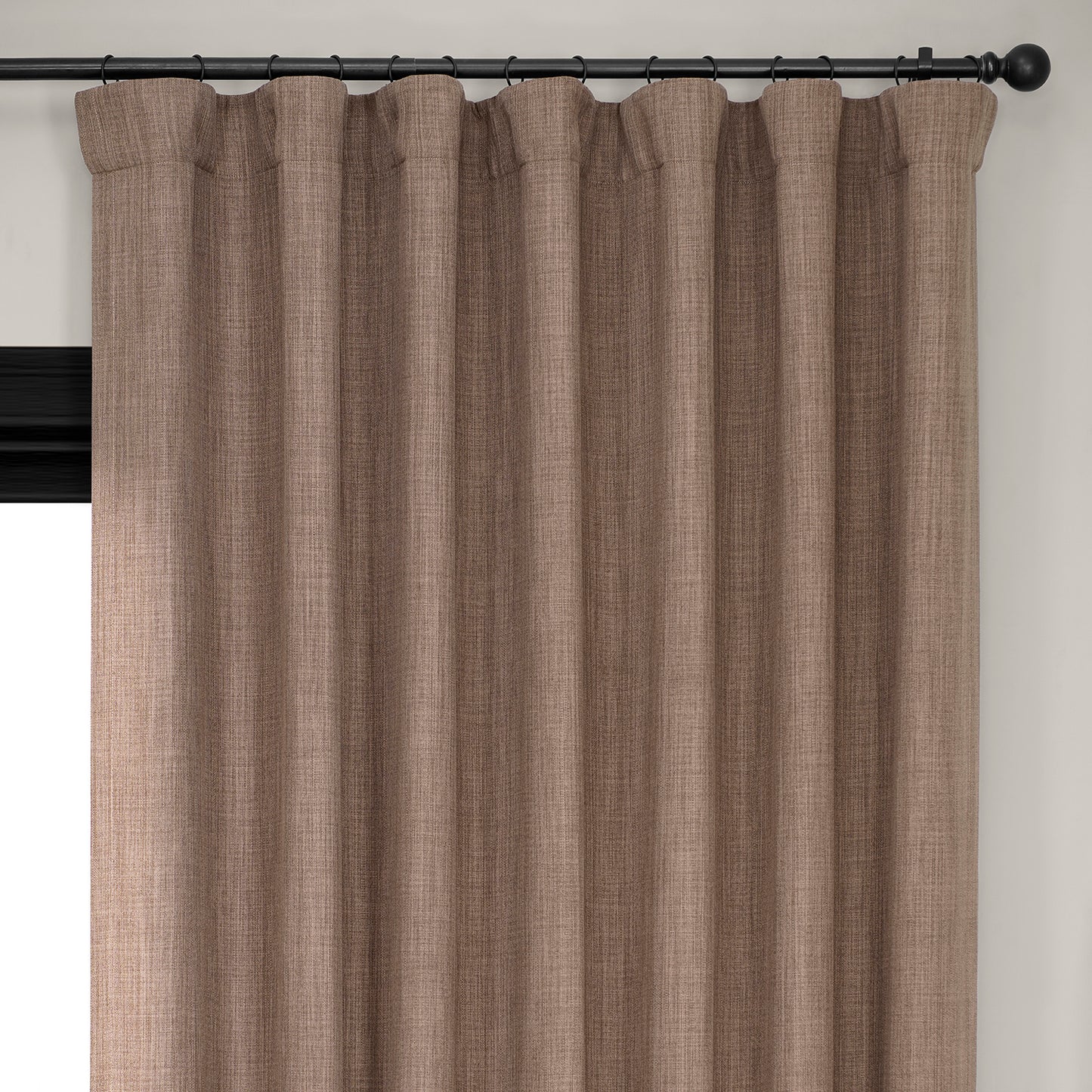Dutch Cocoa Extra Wide Textured Faux Linen Room Darkening Curtain