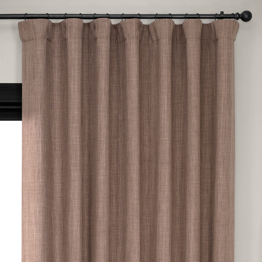 Dutch Cocoa Extra Wide Textured Faux Linen Room Darkening Curtain