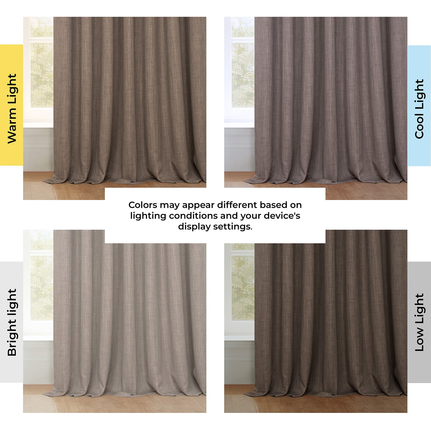 Dutch Cocoa Extra Wide Textured Faux Linen Room Darkening Curtain