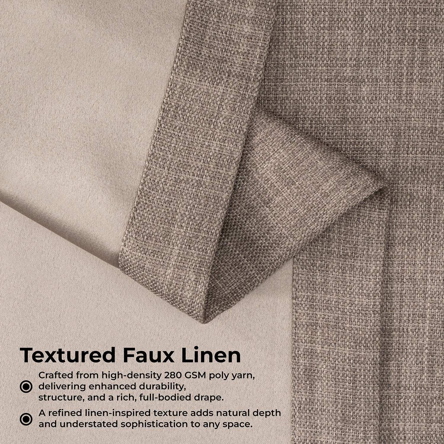 Dutch Cocoa Extra Wide Textured Faux Linen Room Darkening Curtain