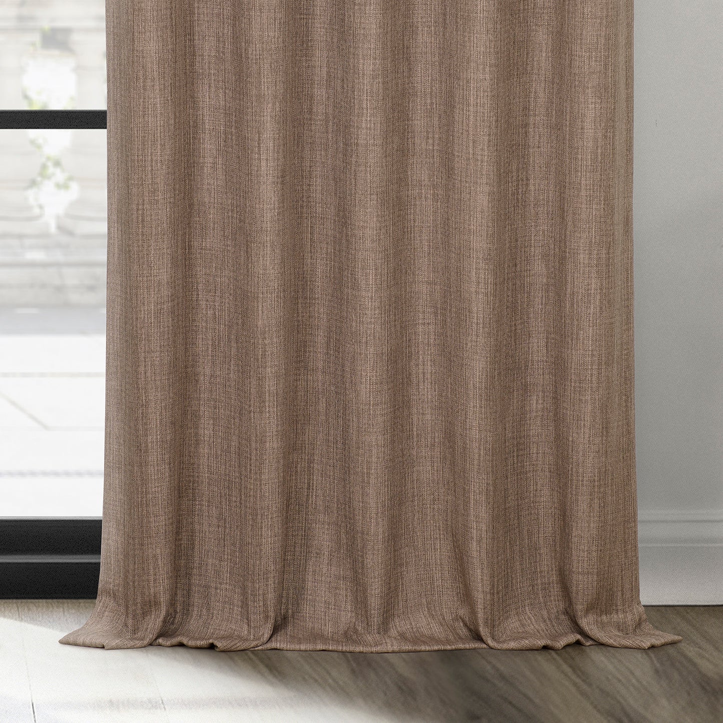 Dutch Cocoa Textured Faux Linen Room Darkening Curtain