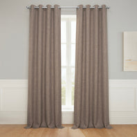 Dutch Cocoa Grommet Textured Faux Linen Room Darkening Curtain