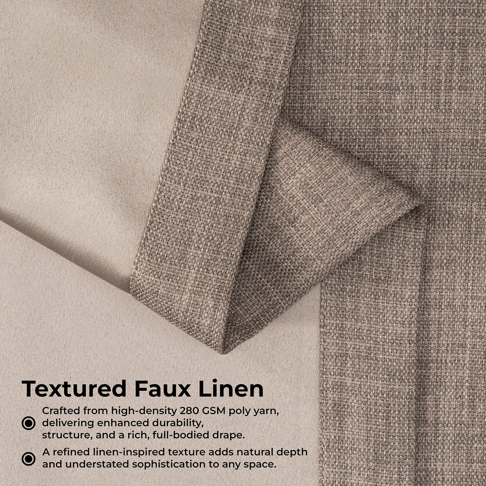 Dutch Cocoa Grommet Textured Faux Linen Room Darkening Curtain