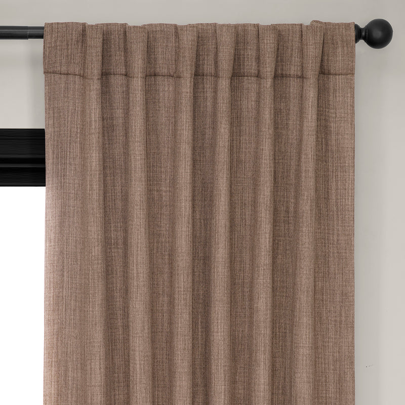 Dutch Cocoa Textured Faux Linen Room Darkening Curtain