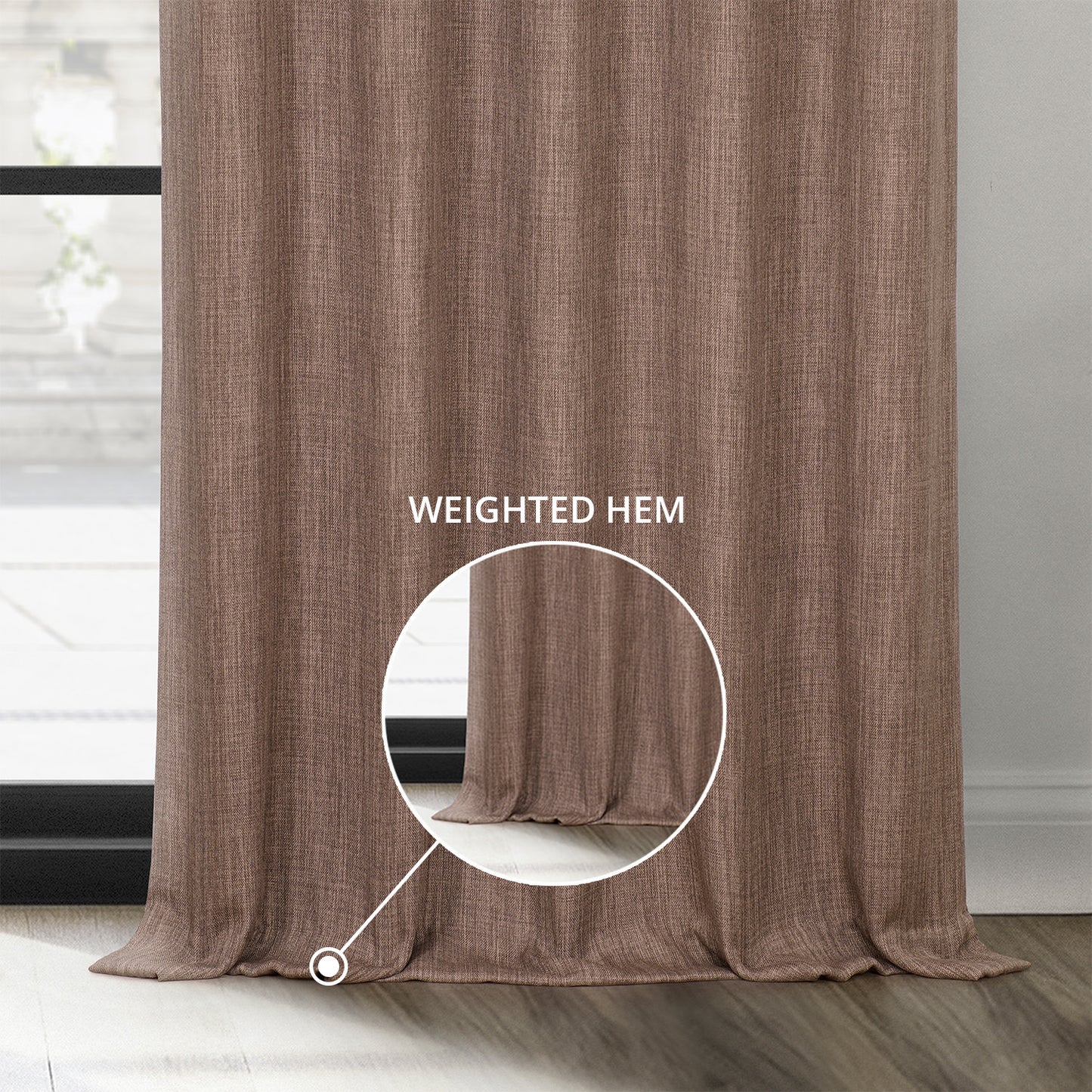 Dutch Cocoa Textured Faux Linen Custom Curtain