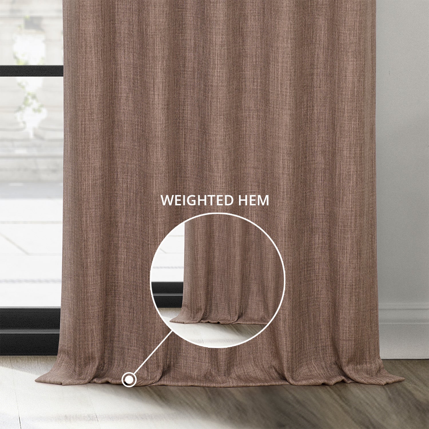 Dutch Cocoa Textured Faux Linen Custom Curtain
