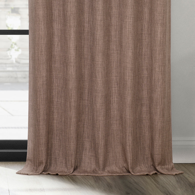 Dutch Cocoa Textured Faux Linen Custom Curtain