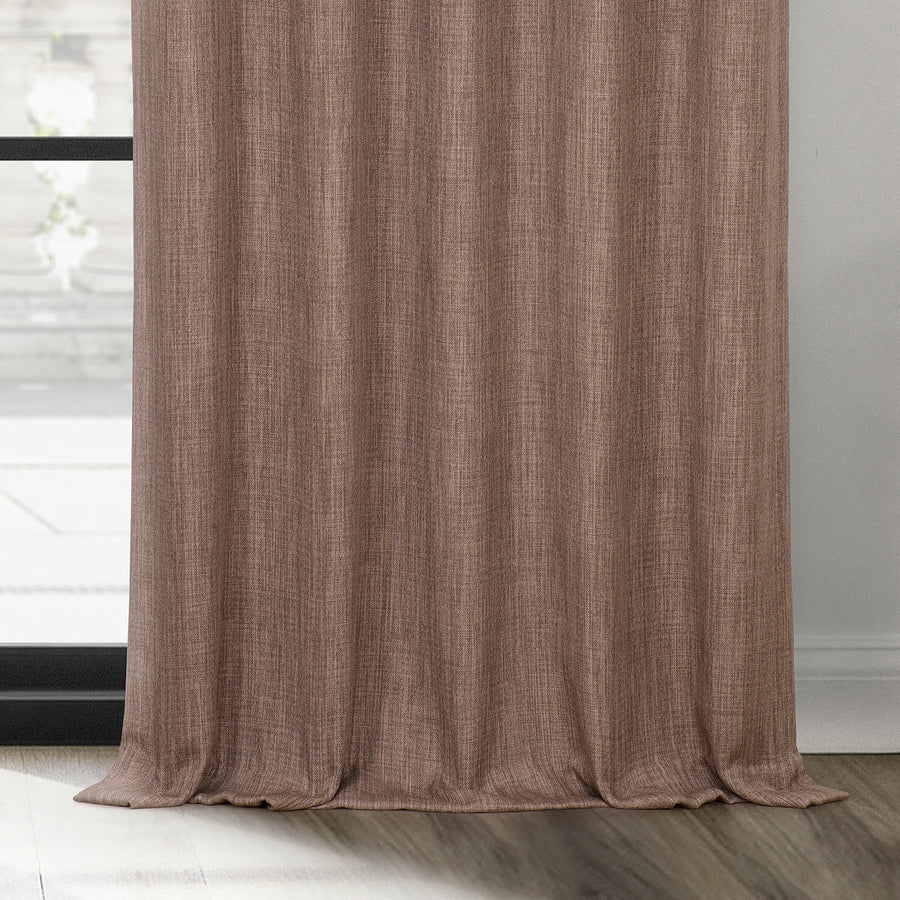 Dutch Cocoa Textured Faux Linen Custom Curtain