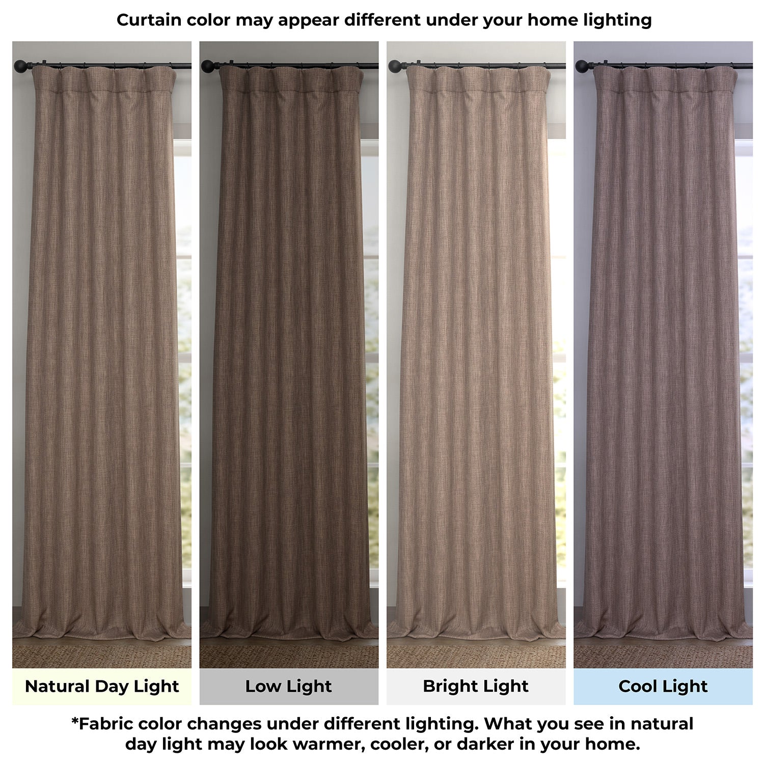 Dutch Cocoa Textured Faux Linen Room Darkening Curtain